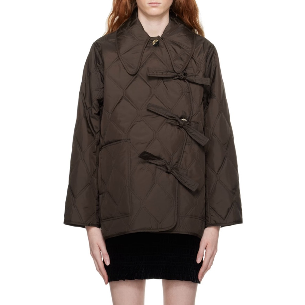 Ganni Brown Quilted Jacket NWT